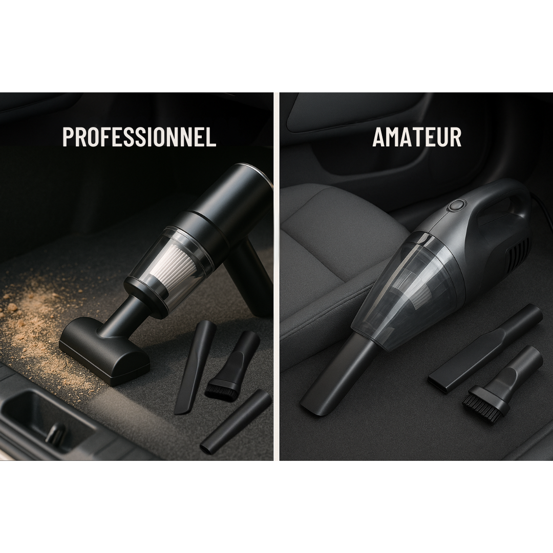 Comparaison aspirateur voiture professionnel vs amateur - Différences usage et accessoires