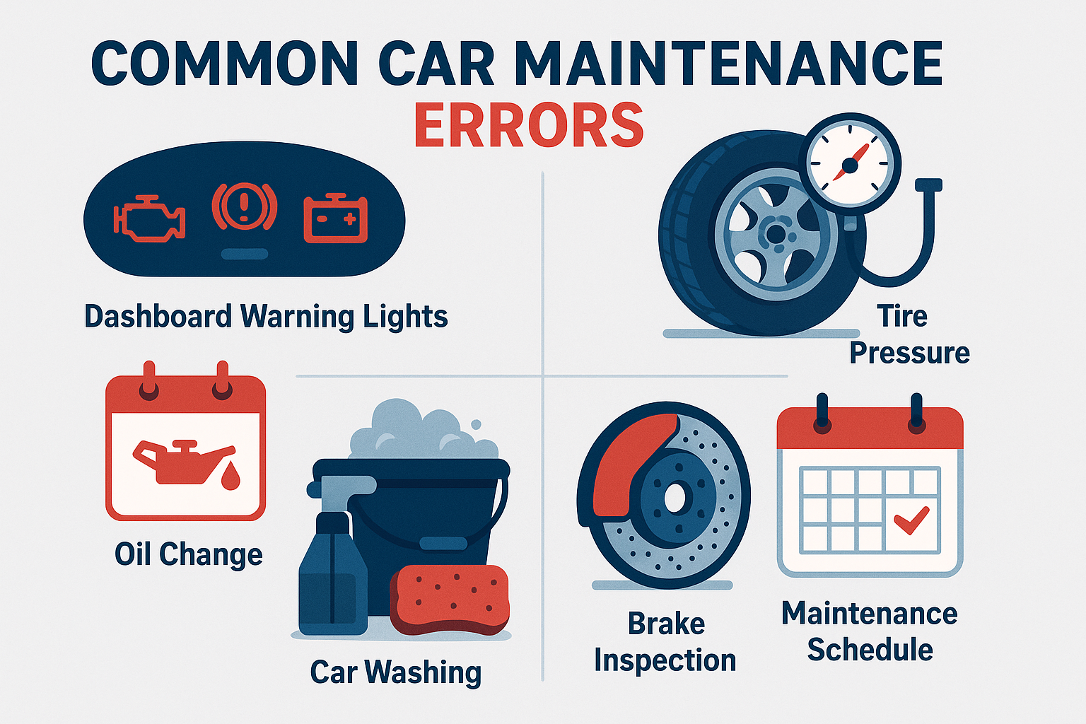 Infographie des erreurs d'entretien automobile à éviter en 2025
