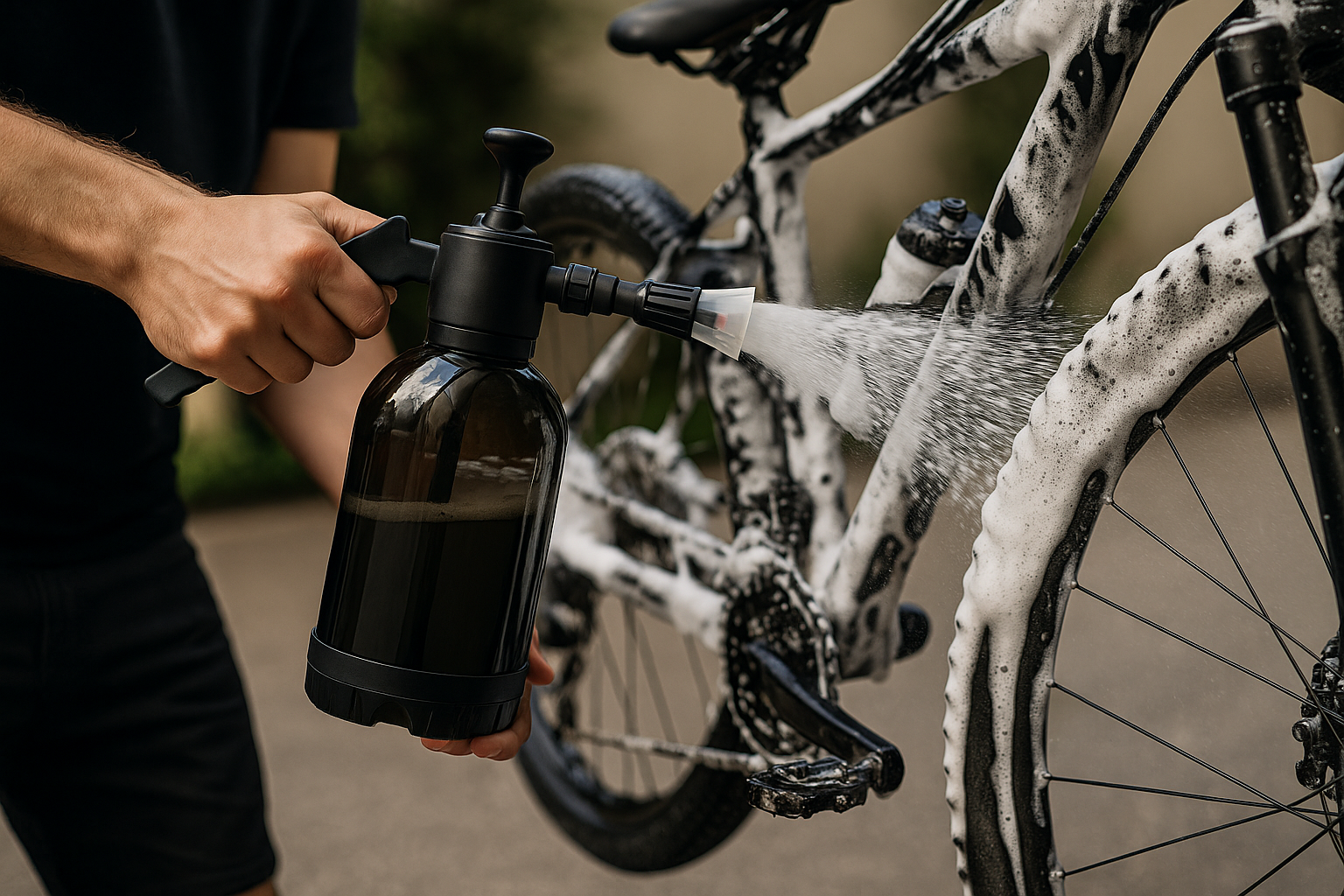 Pulvérisateur noir nettoyage vélo 4K