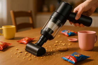 Aspirateur sans fil nettoyage table goûter enfants - Usage familial quotidien