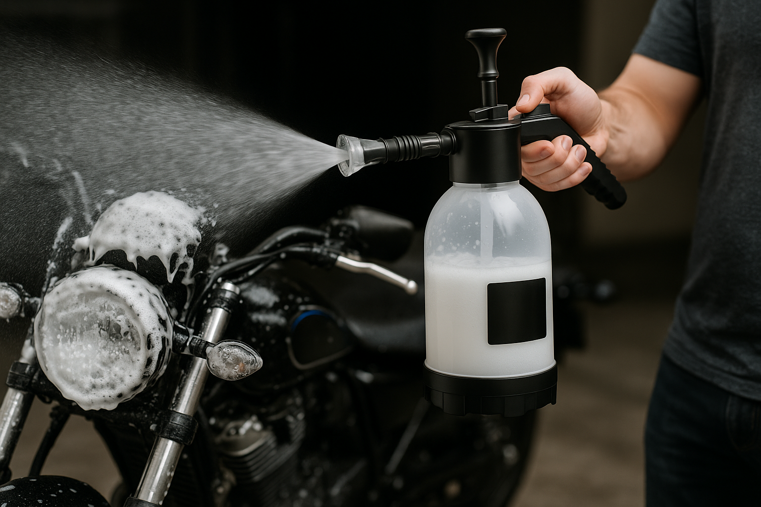 Pulvérisateur transparent nettoyage moto 4K